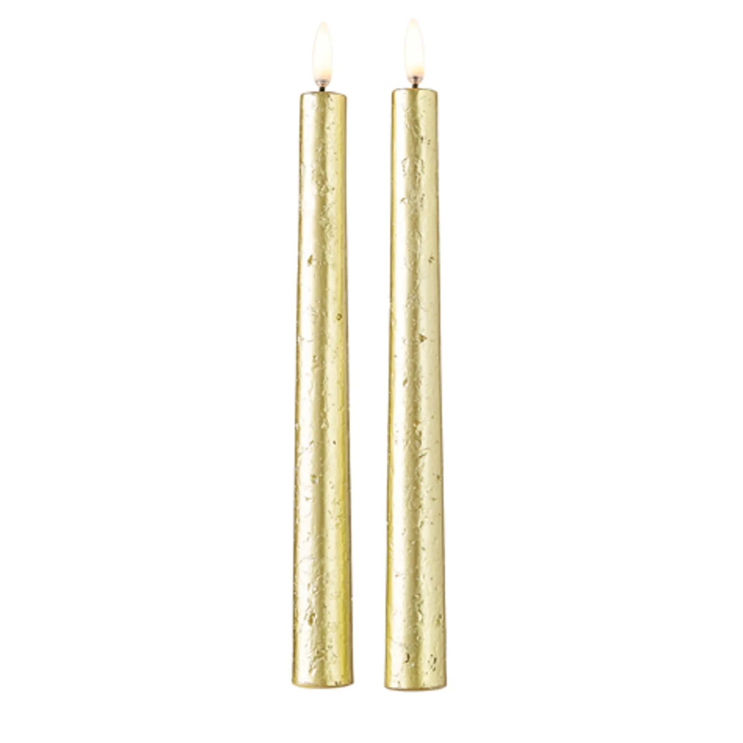 Uyuni 11" Moving Flame Gold Taper Candle Set Of 2 4134522
