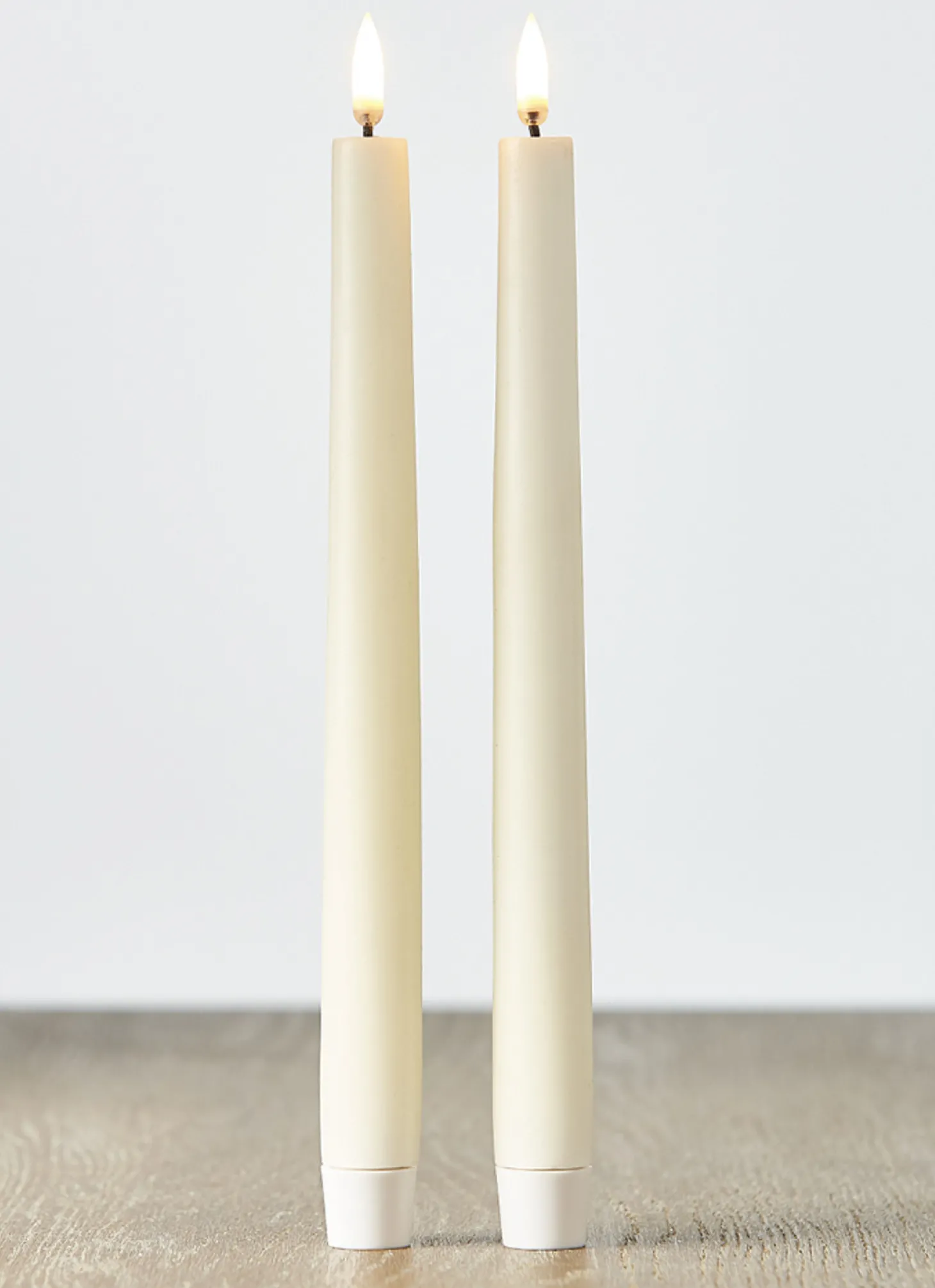 Uyuni 11" Moving Flame Ivory Unscented Taper Candle Set Of 2 4034513