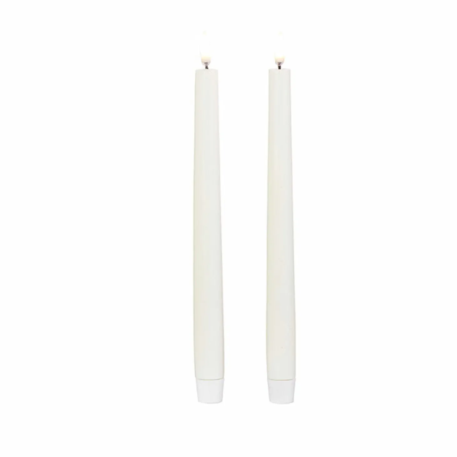 Uyuni 11" Moving Flame Ivory Unscented Taper Candle Set Of 2 4034513