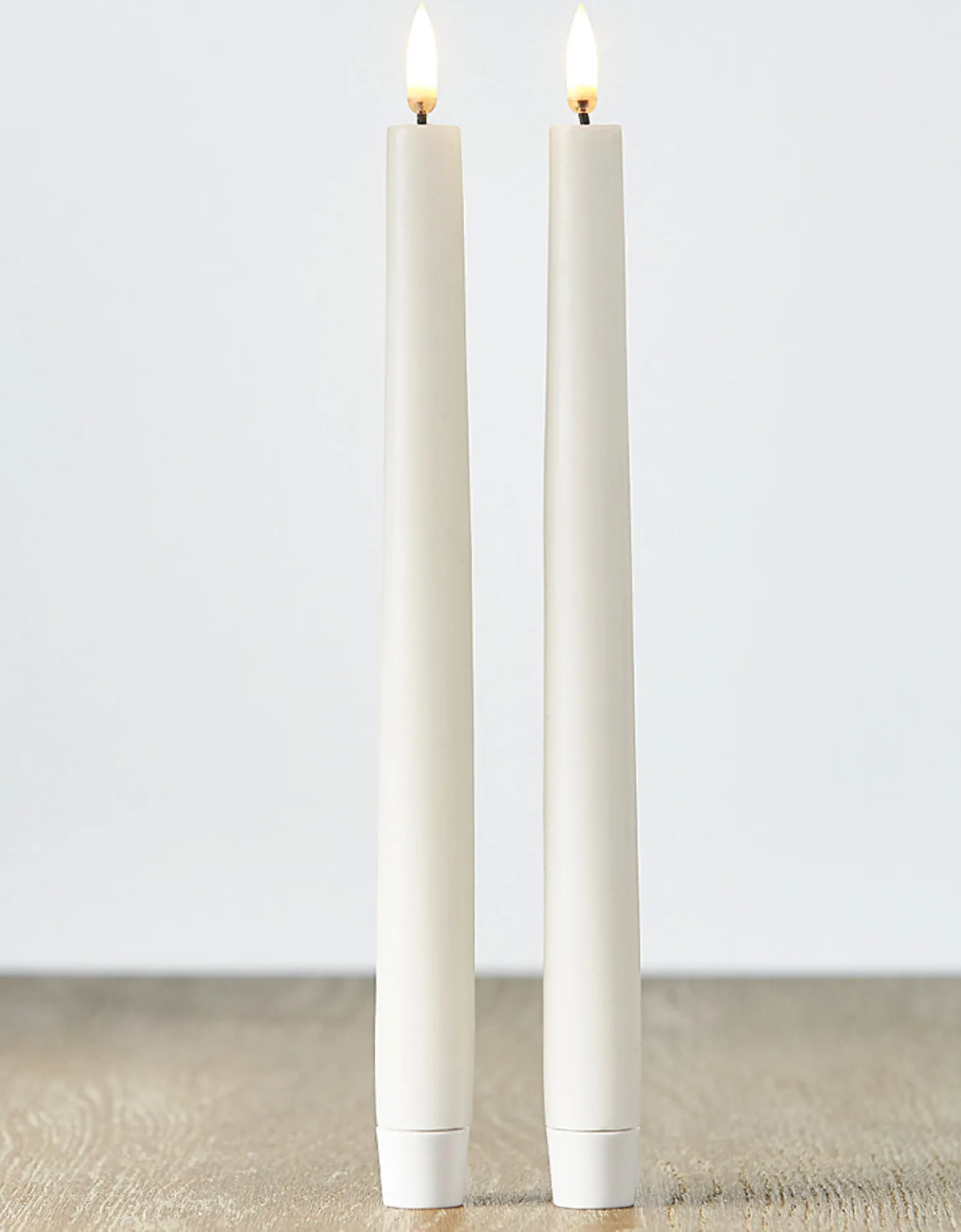 Uyuni 11" Moving Flame White Unscented Taper Candle Set Of 2 4034512