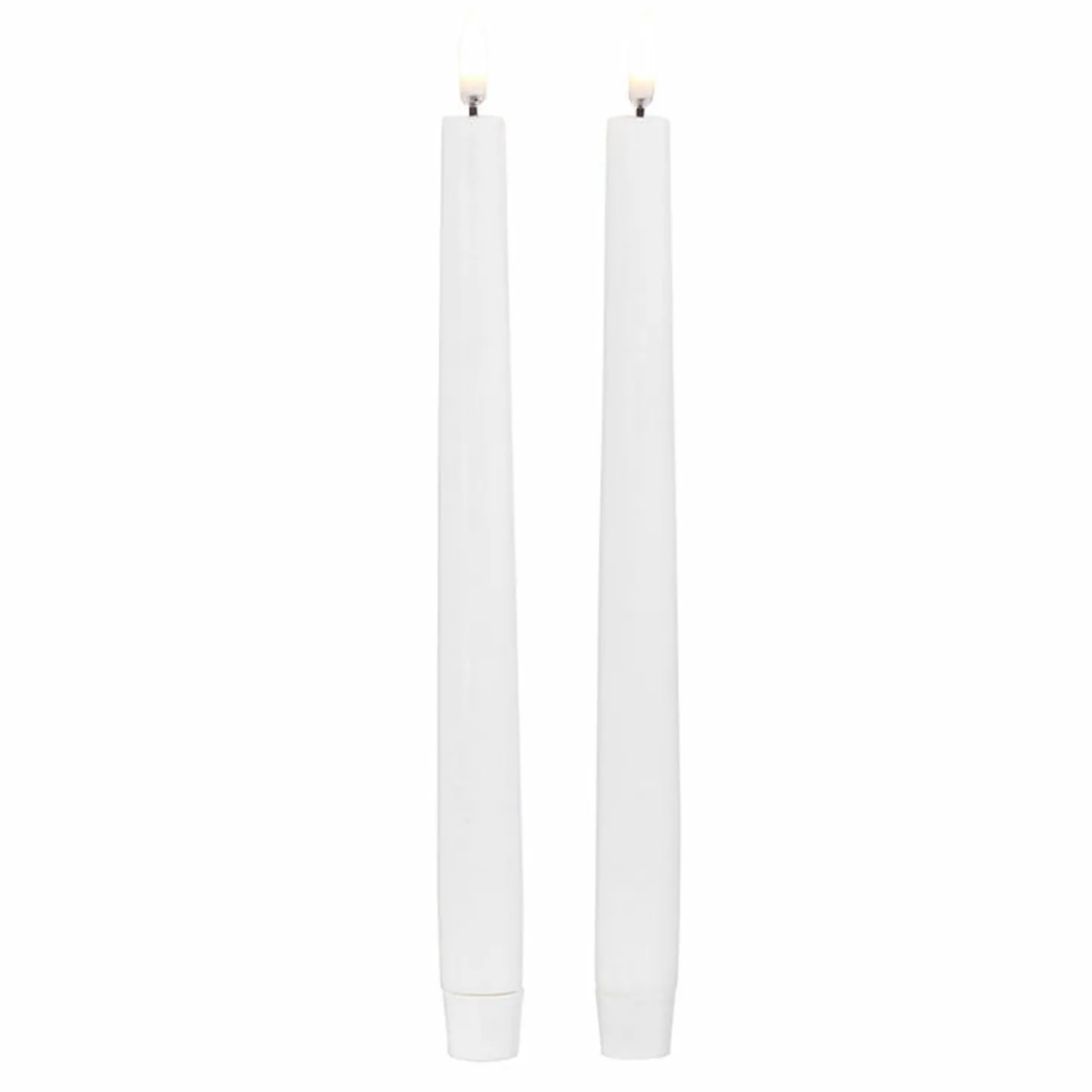 Uyuni 11" Moving Flame White Unscented Taper Candle Set Of 2 4034512