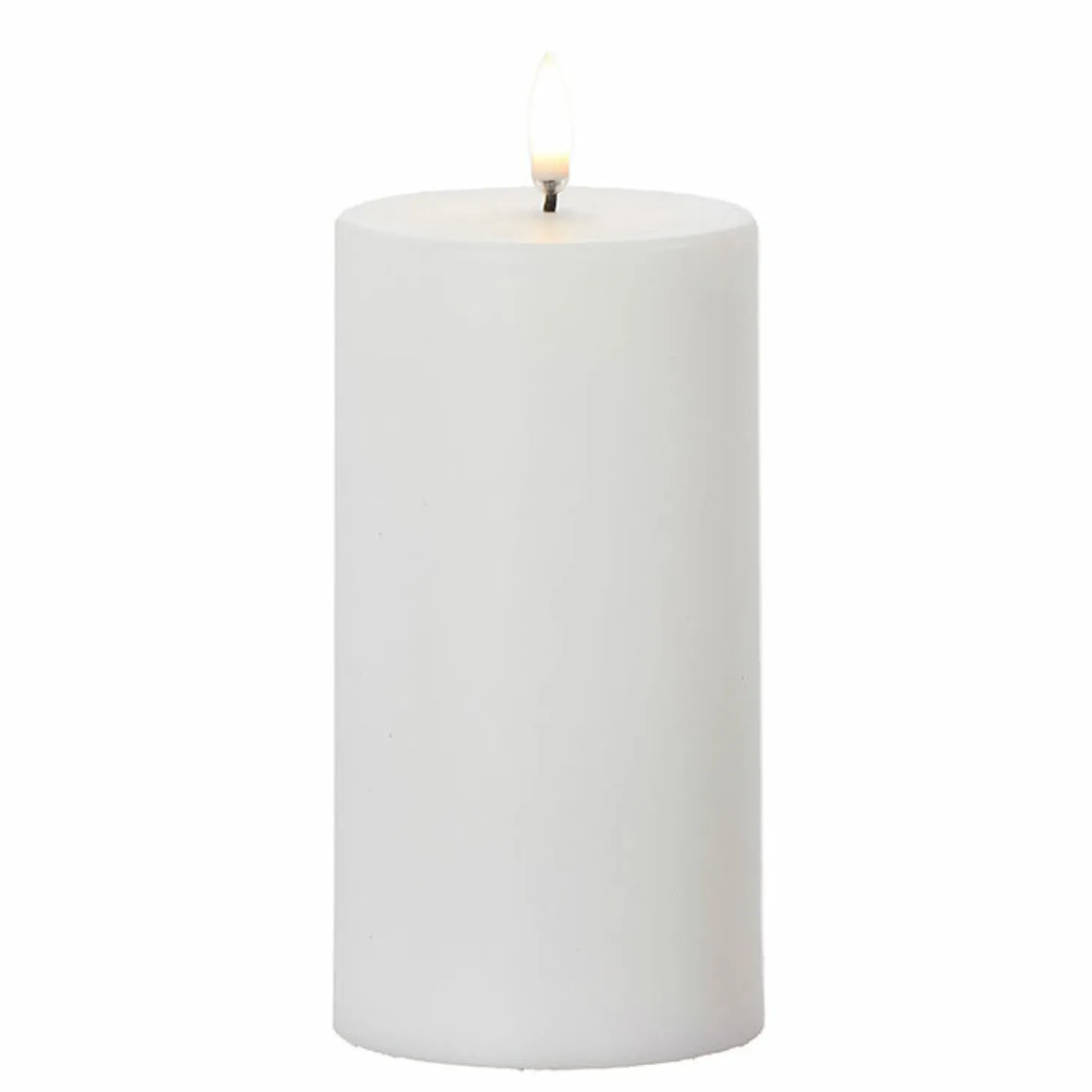 Uyuni 3" X 5", 7" Or 9" Flat Top Moving Flame White Unscented Pillar Battery Candle