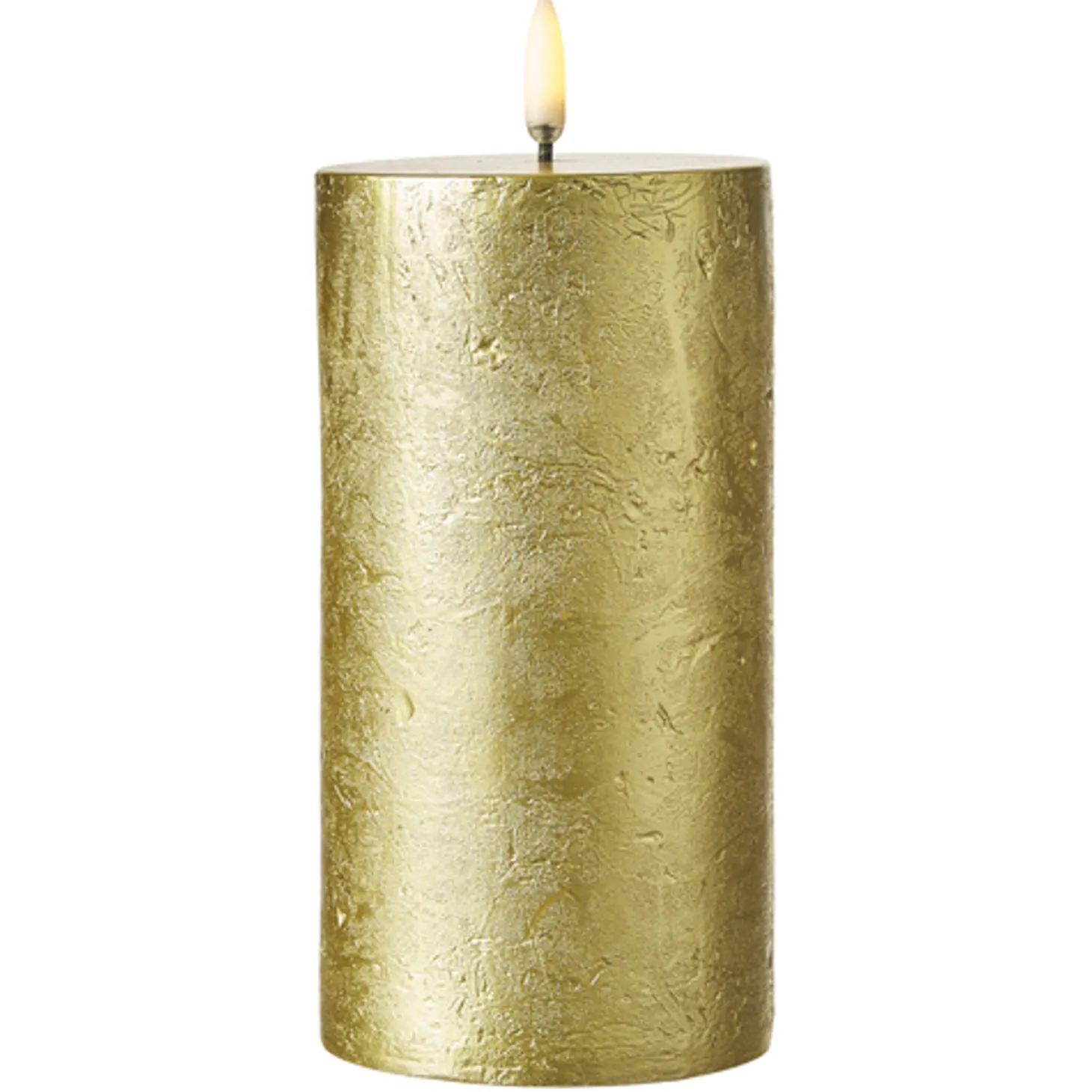 Uyuni 3" X 5" Or 7" Gold Texture Flat Top Flicker Flame Pillar Candle