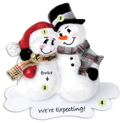 We're Expecting! Snowmen Personalized Christmas Ornament