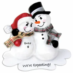 We're Expecting! Snowmen Personalized Christmas Ornament